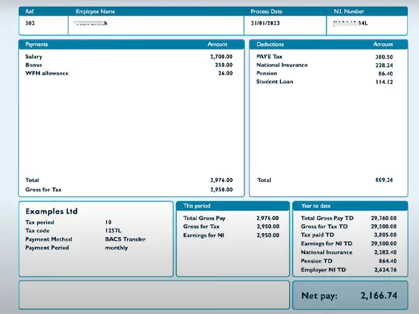 Salary check slip