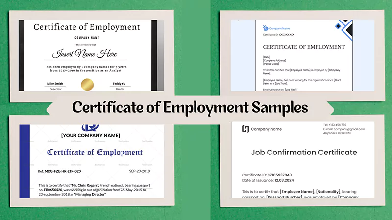 Certificate of Employment Samples