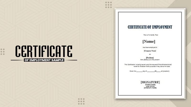 certificate of employment sample