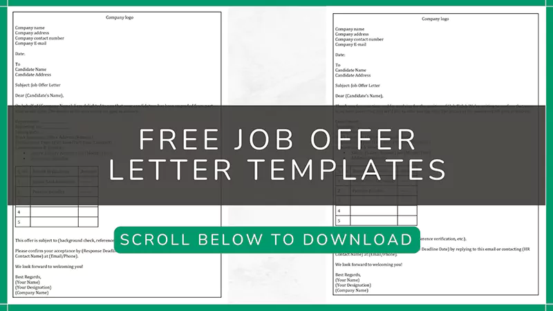 Free Job Offer Letter Templates