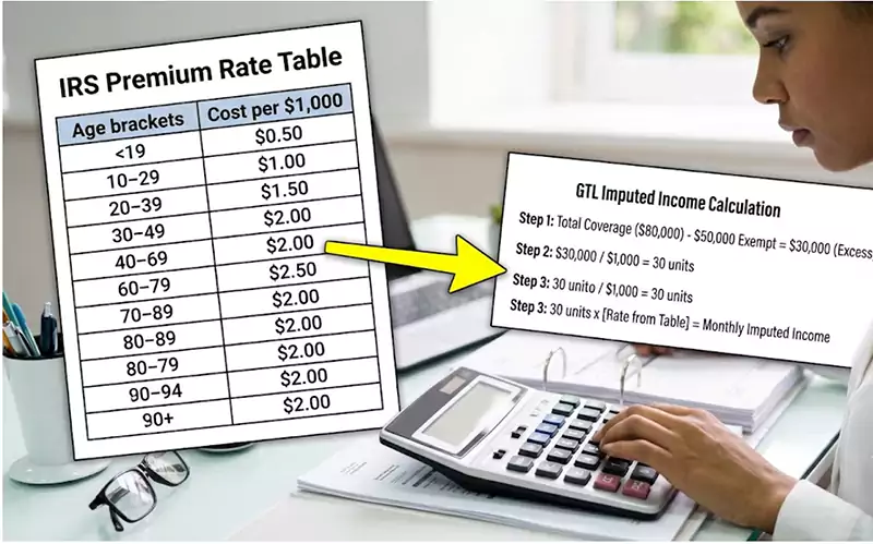 How is GTL Imputed Income Calculated