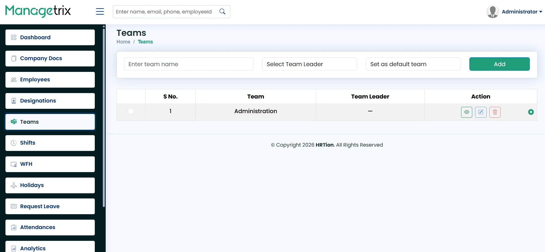 Employee roles and team designations